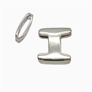 Copper Letter-I Beads Flat Hole Platinum Plated, approx 8-14mm, 1.6-10mm hole [FD26487]