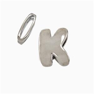 Copper Letter-K Beads Flat Hole Platinum Plated, approx 8-14mm, 1.6-10mm hole [FD26489]
