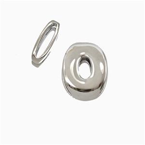 Copper Letter-O Beads Flat Hole Platinum Plated, approx 8-14mm, 1.6-10mm hole [FD26493]