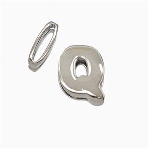 Copper Letter-Q Beads Flat Hole Platinum Plated, approx 8-14mm, 1.6-10mm hole [FD26495]
