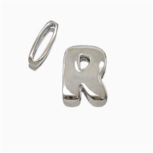 Copper Letter-R Beads Flat Hole Platinum Plated, approx 8-14mm, 1.6-10mm hole [FD26496]