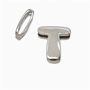 Copper Letter-T Beads Flat Hole Platinum Plated, approx 8-14mm, 1.6-10mm hole [FD26498]
