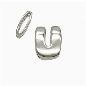 Copper Letter-U Beads Flat Hole Platinum Plated, approx 8-14mm, 1.6-10mm hole [FD26499]