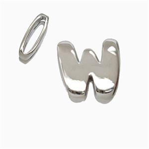 Copper Letter-W Beads Flat Hole Platinum Plated, approx 8-14mm, 1.6-10mm hole [FD26501]