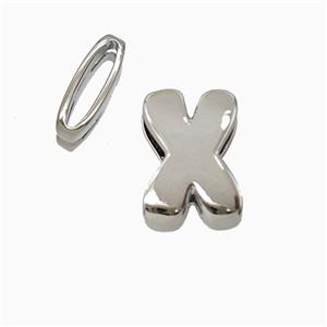 Copper Letter-X Beads Flat Hole Platinum Plated, approx 8-14mm, 1.6-10mm hole [FD26502]