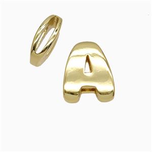 Copper Letter-A Beads Flat Hole Gold Plated, approx 8-14mm, 1.6-10mm hole [FD26506]