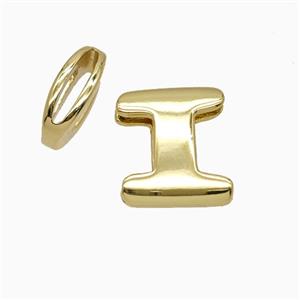Copper Letter-I Beads Flat Hole Gold Plated, approx 8-14mm, 1.6-10mm hole [FD26514]