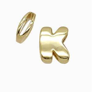 Copper Letter-K Beads Flat Hole Gold Plated, approx 8-14mm, 1.6-10mm hole [FD26516]