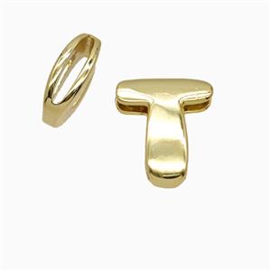 Copper Letter-T Beads Flat Hole Gold Plated, approx 8-14mm, 1.6-10mm hole [FD26525]