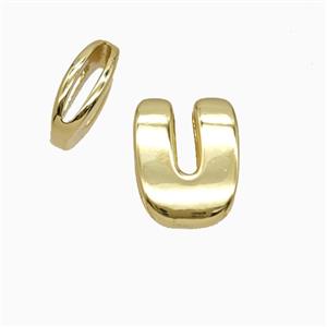 Copper Letter-U Beads Flat Hole Gold Plated, approx 8-14mm, 1.6-10mm hole [FD26526]