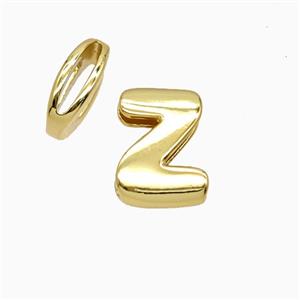 Copper Letter-Z Beads Flat Hole Gold Plated, approx 8-14mm, 1.6-10mm hole [FD26531]