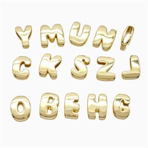 Copper letter Bead, Gold Plated, approx 8-14mm, 1.6-10mm hole [FD26532]