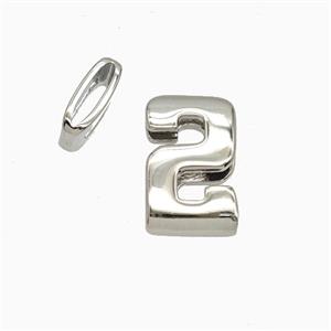 Copper Number-2 Beads Flat Hole Platinum Plated, approx 5-14mm, 1.6-10mm hole [FD26535]