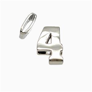 Copper Number-4 Beads Flat Hole Platinum Plated, approx 5-14mm, 1.6-10mm hole [FD26537]