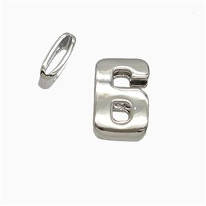 Copper Number-6 Beads Flat Hole Platinum Plated, approx 5-14mm, 1.6-10mm hole [FD26539]