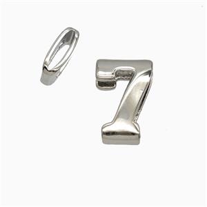 Copper Number-7 Beads Flat Hole Platinum Plated, approx 5-14mm, 1.6-10mm hole [FD26540]