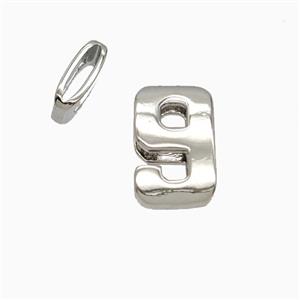 Copper Number-9 Beads Flat Hole Platinum Plated, approx 5-14mm, 1.6-10mm hole [FD26542]