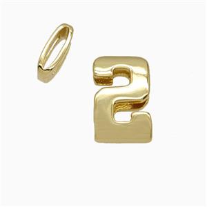 Copper Number-2 Beads Flat Hole Gold Plated, approx 5-14mm, 1.6-10mm hole [FD26546]