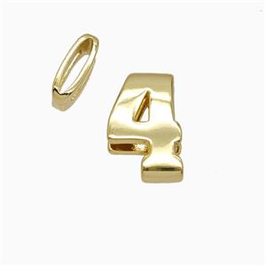Copper Number-4 Beads Flat Hole Gold Plated, approx 5-14mm, 1.6-10mm hole [FD26548]