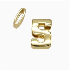 Copper Number-5 Beads Flat Hole Gold Plated, approx 5-14mm, 1.6-10mm hole [FD26549]