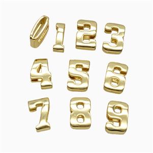 Copper letter Bead, Gold Plated, approx 5-14mm, 1.6-10mm hole [FD26554]