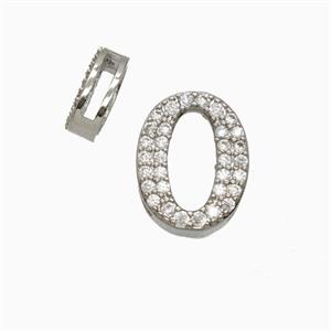 Copper Number-0 Beads Pave Zirconia Flat Hole Platinum Plated, approx 7-14mm, 1.6-10mm hole [FD26555]