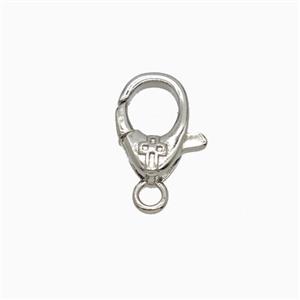 Copper Lobster Clasp Cross Platinum Plated, approx 10mm [FD26582]