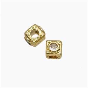 Copper Cube Beads Pave Zirconia Gold Plated, approx 5mm [FD26591]