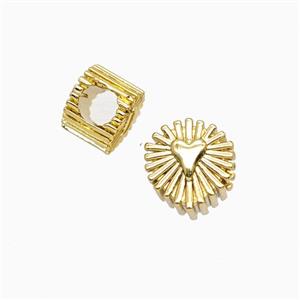 Copper Heart Button Beads Large Hole Gold Plated, approx 9mm, 5mm hole [FD26597]