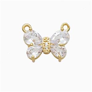 Copper Butterfly Pendant Pave Crystal Glass 2loops Gold Plated, approx 11-15mm [FD26674]