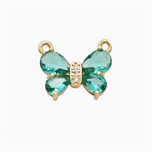Copper Butterfly Pendant Pave Crystal Glass 2loops Gold Plated, approx 11-15mm [FD26677]