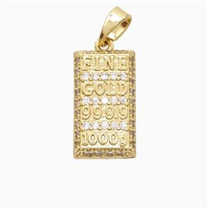 Copper Nugget Pendant Pave Zirconia Slice Gold Plated, approx 9-16mm [FD26684]