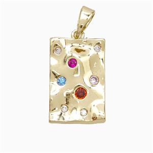 Copper Nugget Pendant Pave Zirconia Slice Gold Plated, approx 11-17mm [FD26685]