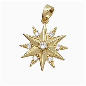 Copper Star Pendant Pave Zirconia Gold Plated, approx 18mm [FD26689]