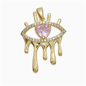 Copper Eye Pendant Pave Zirconia Gold Plated, approx 20-25mm [FD26692]
