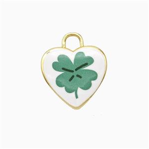 Copper Heart Pendant Painted Flower Gold Plated, approx 16mm [FD26698]