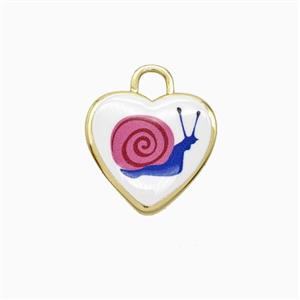 Copper Heart Pendant Painted Snail Gold Plated, approx 16mm [FD26705]