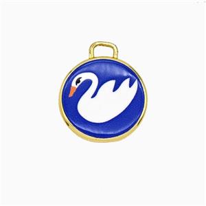 Copper Circle Pendant Painted Goose Gold Plated, approx 17mm [FD26727]