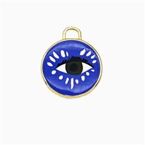Copper Circle Pendant Painted Eye Gold Plated, approx 17mm [FD26731]