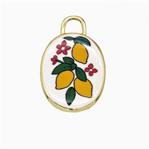 Copper Oval Pendant Painted Mango Gold Plated, approx 13.5-17mm [FD26749]