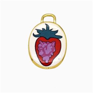 Copper Oval Pendant Painted Strawberry Gold Plated, approx 13.5-17mm [FD26751]