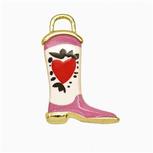 Copper Cowboy Boots Pendant Painted Gold Plated, approx 14-19mm [FD26764]