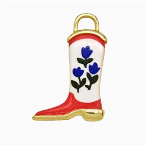 Copper Cowboy Boots Pendant Painted Gold Plated, approx 14-19mm [FD26769]