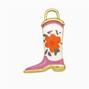 Copper Cowboy Boots Pendant Painted Gold Plated, approx 14-19mm [FD26770]