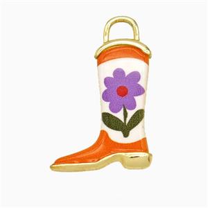 Copper Cowboy Boots Pendant Painted Gold Plated, approx 14-19mm [FD26771]