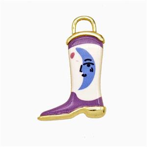 Copper Cowboy Boots Pendant Painted Gold Plated, approx 14-19mm [FD26774]