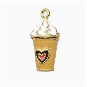 Copper Ice Cream Pendant Yellow Enamel Cup Gold Plated, approx 9-17mm [FD26782]