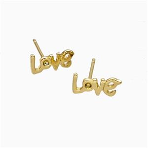 Copper Love Stud Earrings Gold Plated, approx 4-11mm [FD26786]