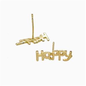 Copper Happy Stud Earrings Gold Plated, approx 4-15mm [FD26787]