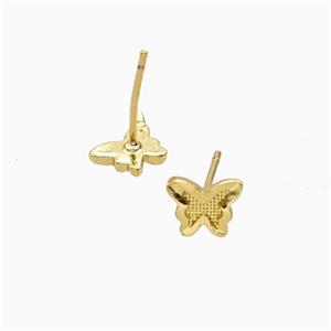 Copper Butterfly Stud Earrings Gold Plated, approx 6-7mm [FD26789]